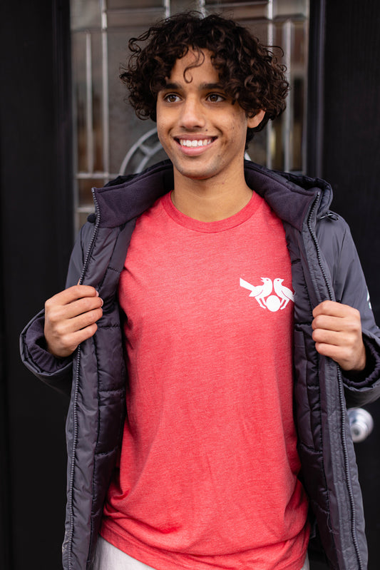 Adult Red T-Shirt with Birds
