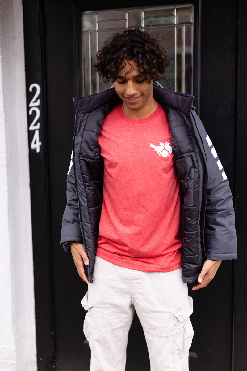 Adult Red T-Shirt with Birds