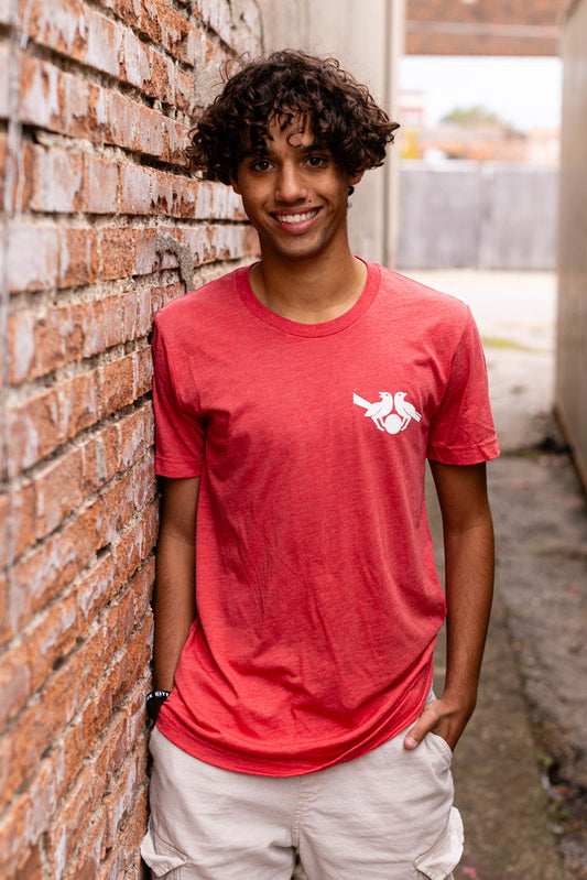 Adult Red T-Shirt with Birds