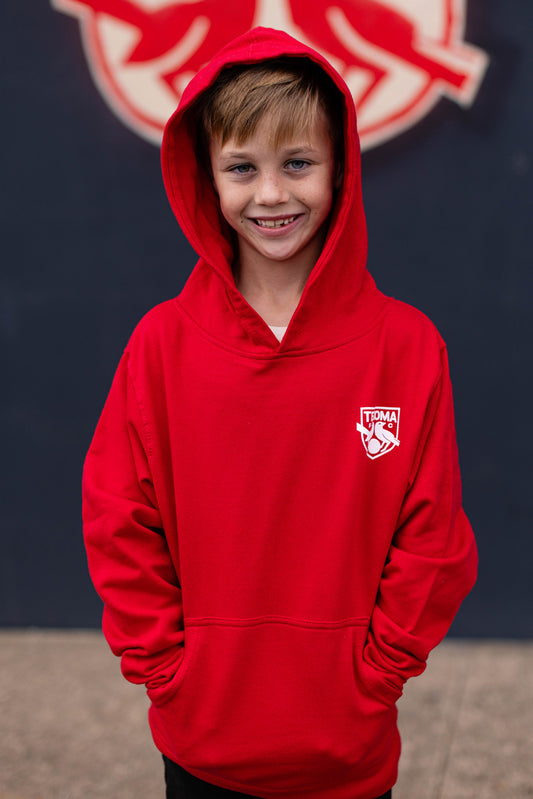 Youth Red Hoodie with Crest